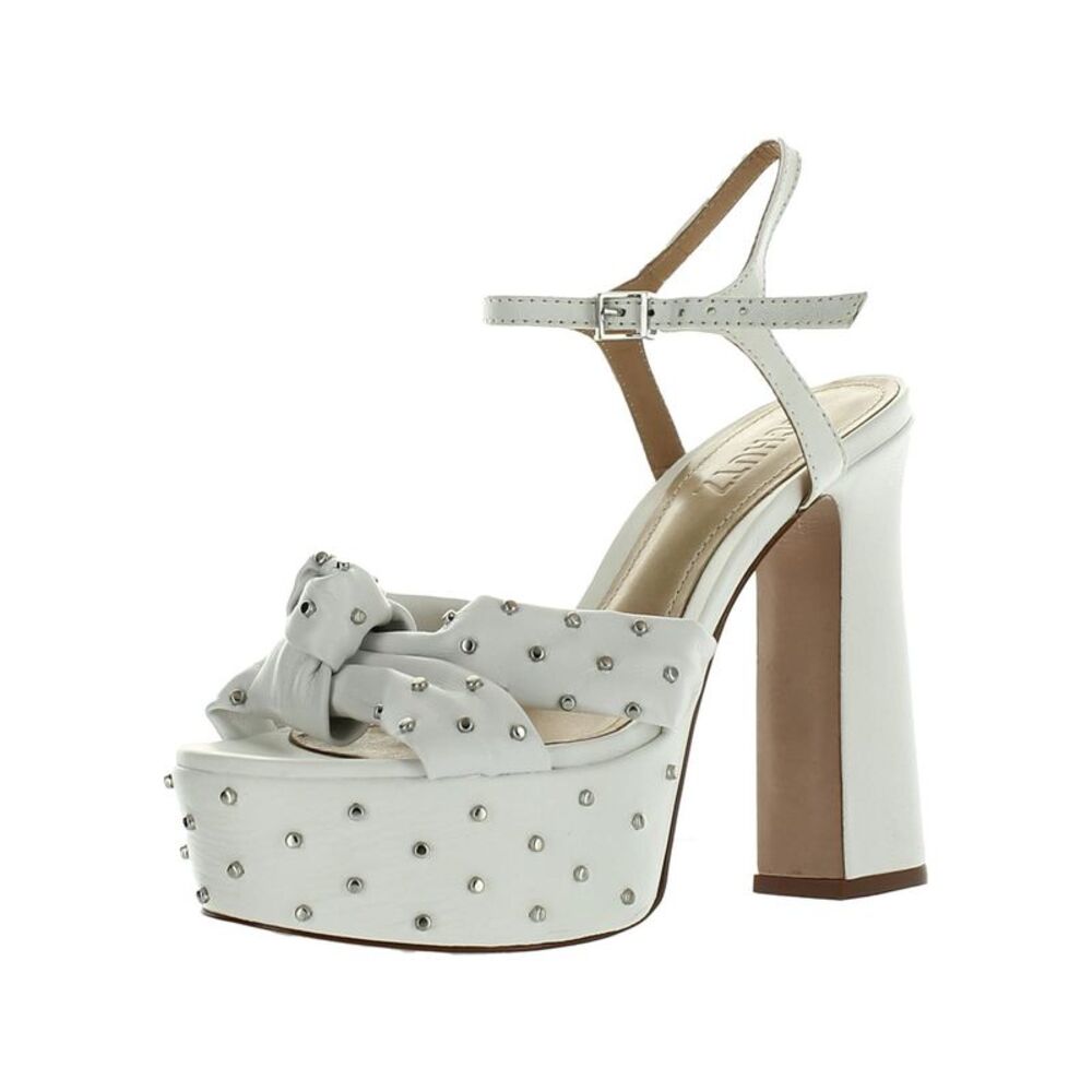 SCHUTZ Womens White 1-1/2" Platform Bethina Almond Heeled Sandal 8.5 B